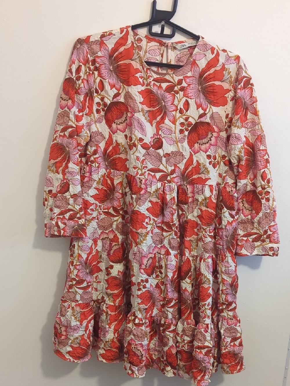 Zara Girls Floral Tiered Dress in Red and Pink